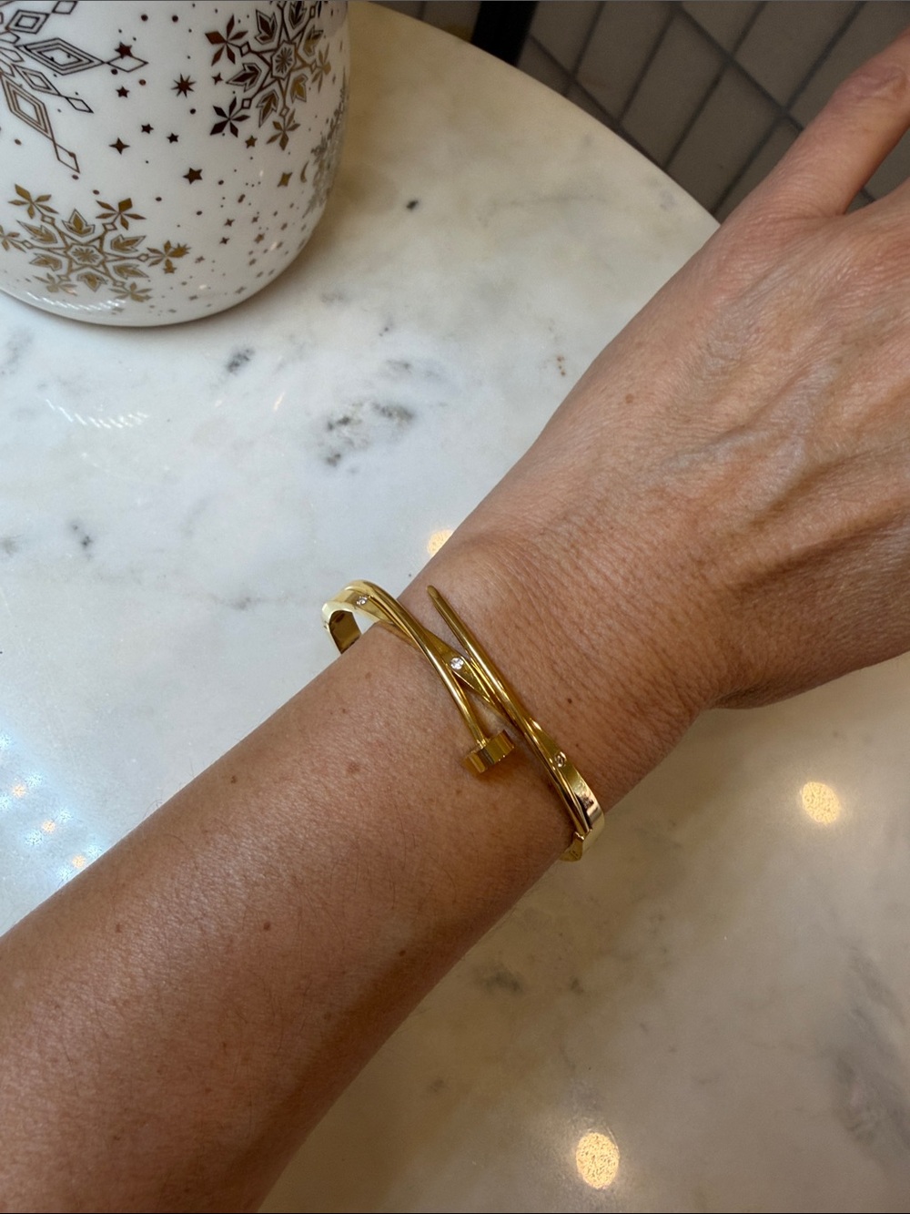 Gold Nail-Style Cuff Bracelet - Women Jewelry Stainless Steel.